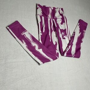 Adidas Women's Purple White Abstract Print Leggings Athletic Workout Size L